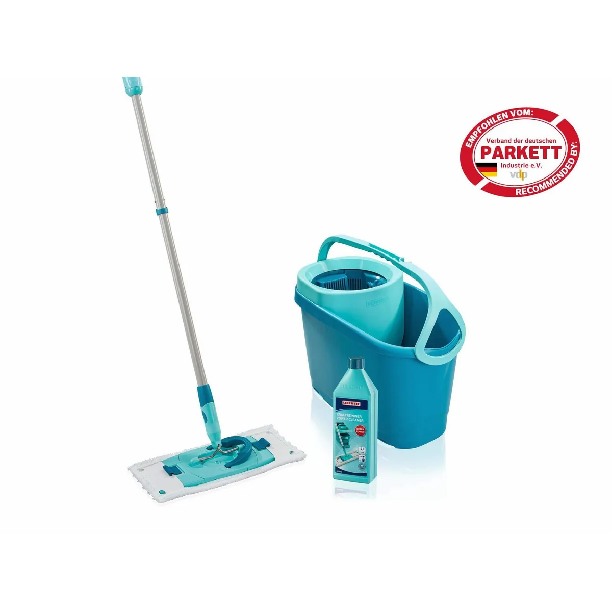 Leifheit CLEAN TWIST M Ergo micro duo Set, 360° Beweglichkeit, Teleskopstiel, hygienisch reinigend 2