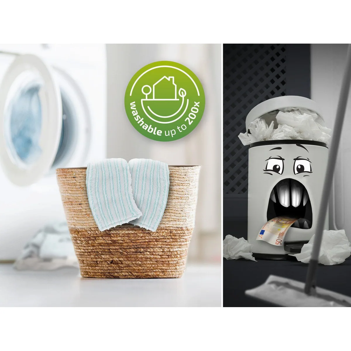 Leifheit CLEAN TWIST M Ergo micro duo Set, 360° Beweglichkeit, Teleskopstiel, hygienisch reinigend 4