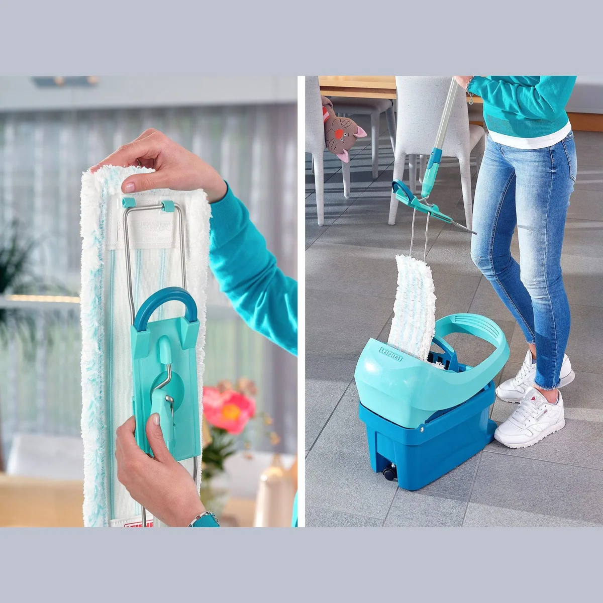 Leifheit Bodenwischer Profi XL micro duo, 2-Faser-Wischbezug, 42 cm Wischbreite, waschbar bis 60°C 5