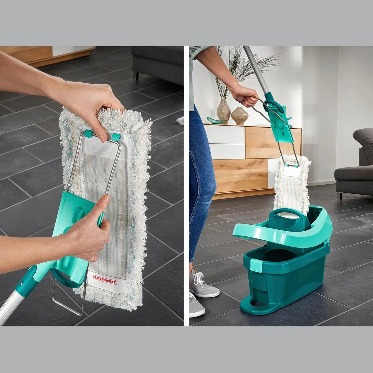 Leifheit Profi micro duo Bodenwischer-Set, 2-Faser-Wischbezug, 360° Drehgelenk 3
