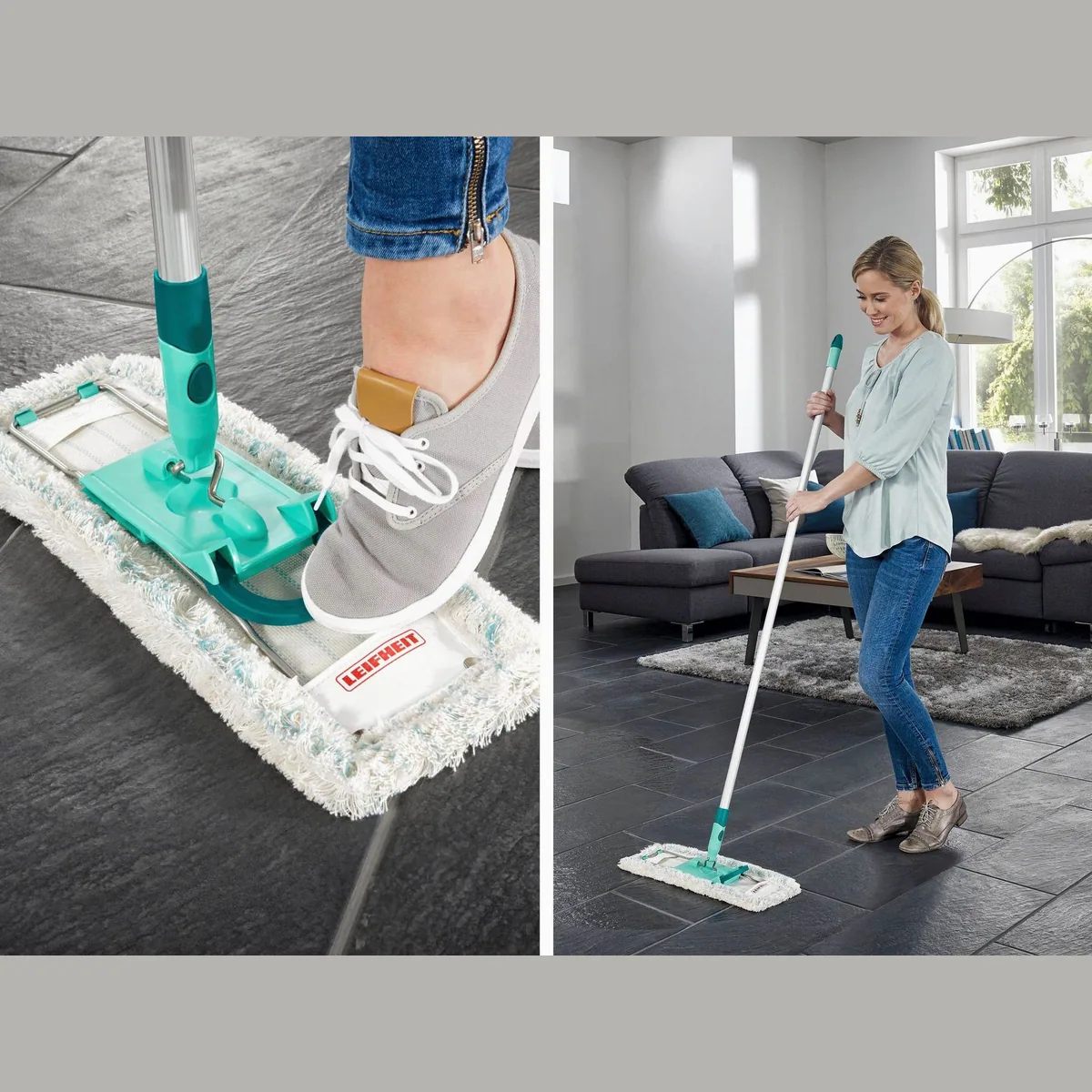 Leifheit Profi micro duo Bodenwischer-Set, 2-Faser-Wischbezug, 360° Drehgelenk 4