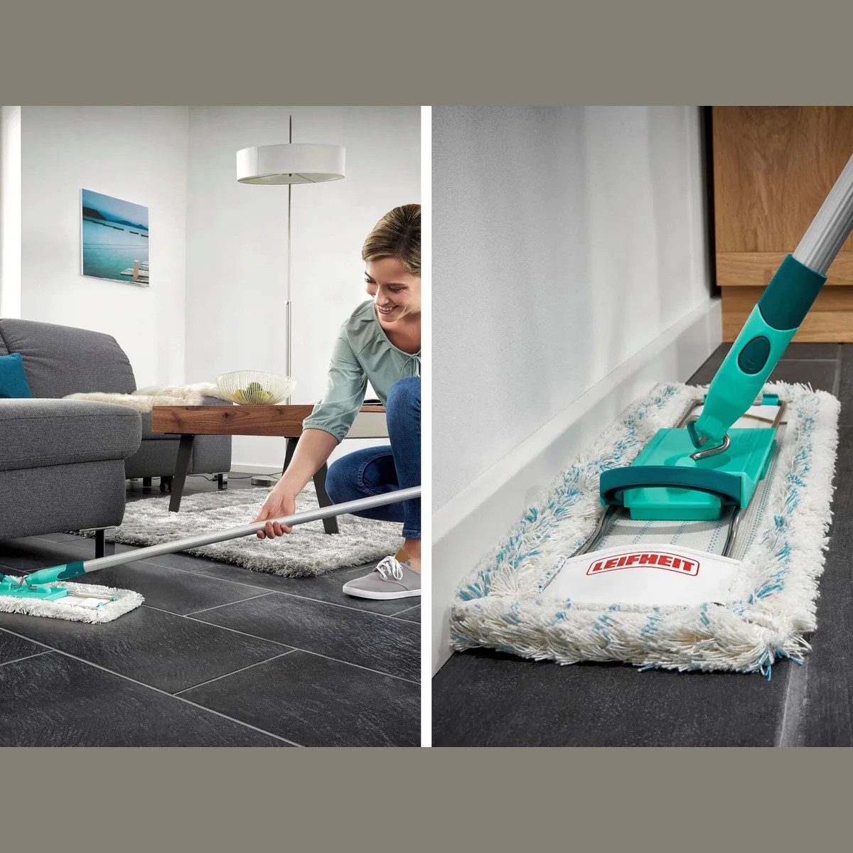 Leifheit Profi micro duo Bodenwischer-Set, 2-Faser-Wischbezug, 360° Drehgelenk 5