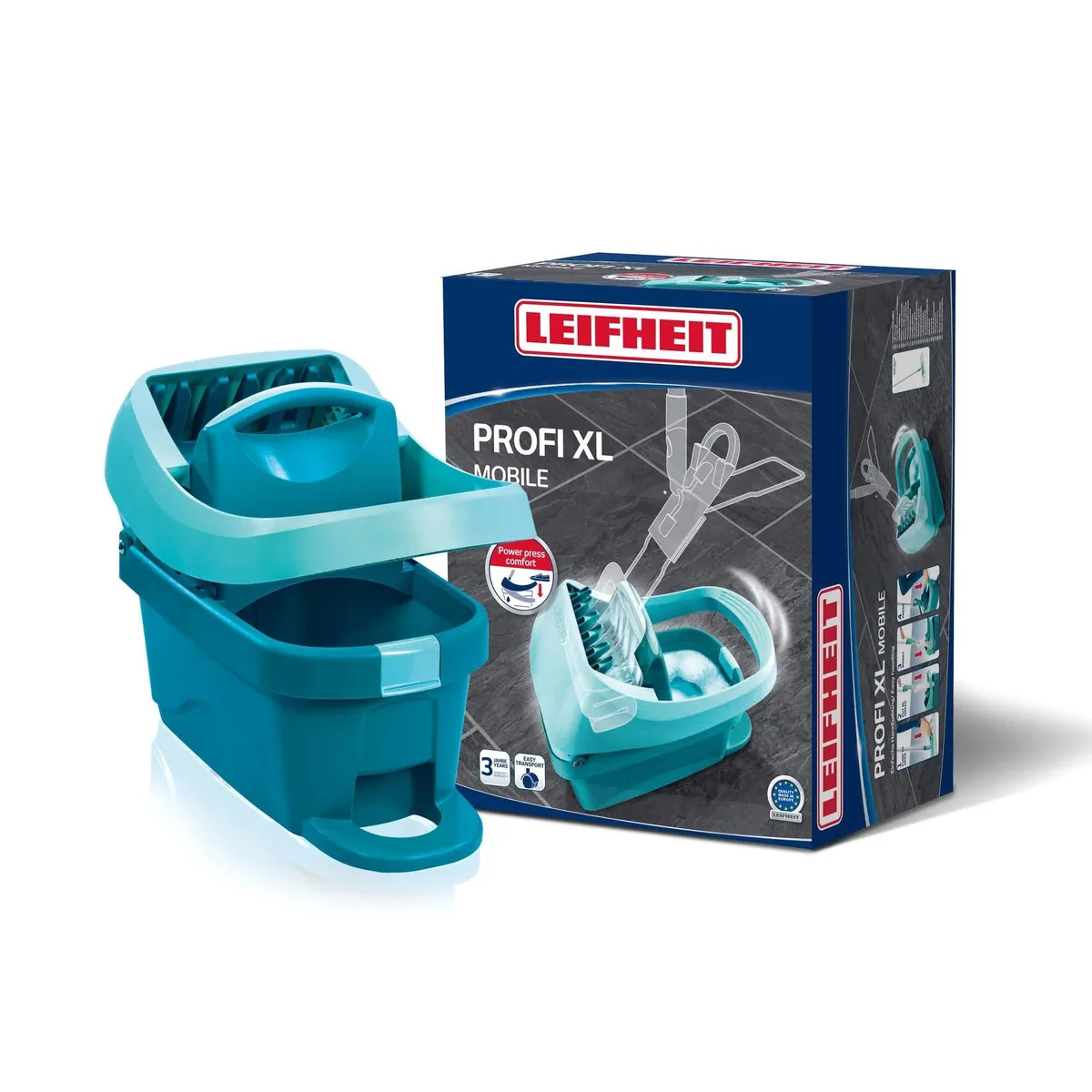 Leifheit Profi XL Bodenwischer-Set, 8l Fassungsvermögen, Fußbedienung, mit Rollen