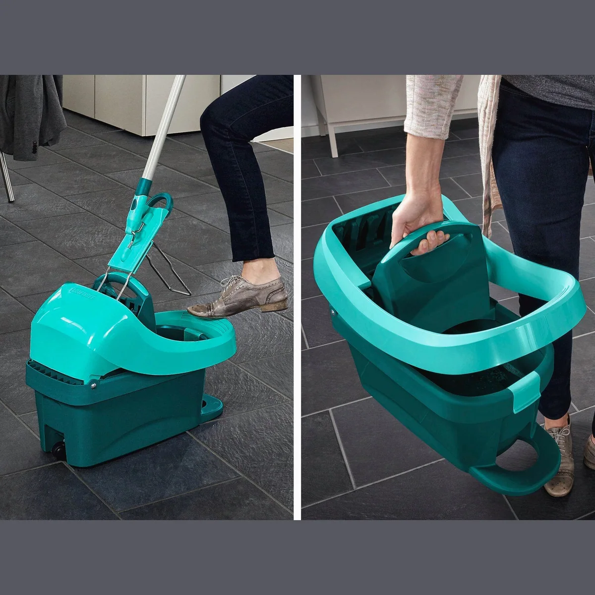 Leifheit Profi XL Bodenwischer-Set, 8l Fassungsvermögen, Fußbedienung, mit Rollen 4