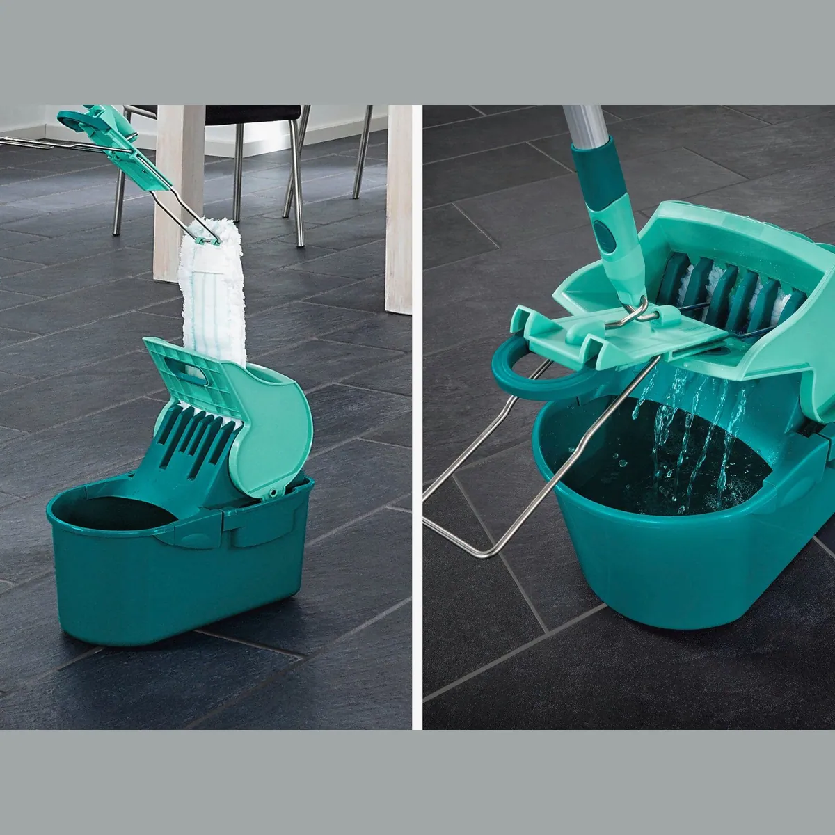 Leifheit Wischtuchpresse Profi Compact, platzsparend, 8l Fassungsvermögen, Hebelwirkung 3
