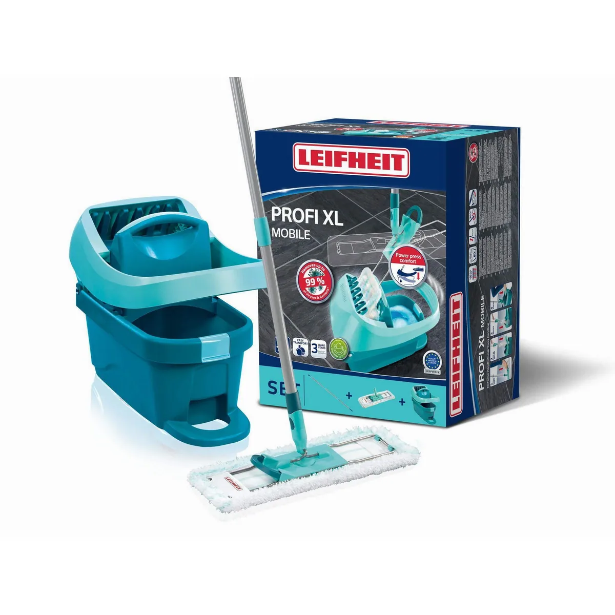 Leifheit Profi XL Wischer-Set, 360° Drehgelenk, Waschbar bei 60°C