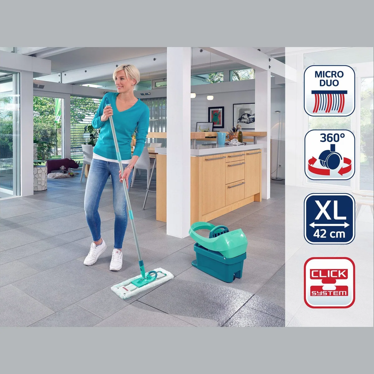 Leifheit Profi XL Wischer-Set, 360° Drehgelenk, Waschbar bei 60°C 3