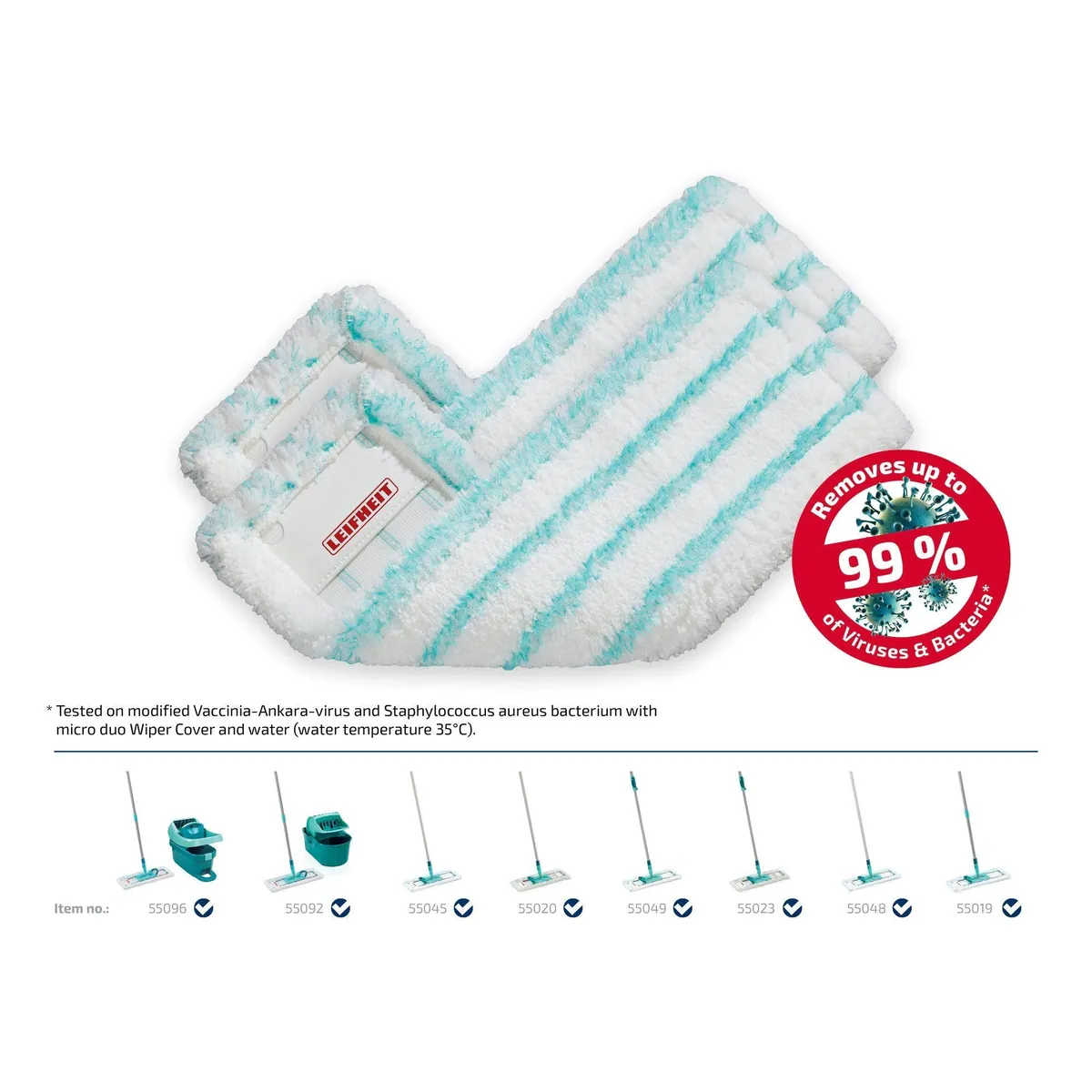 Leifheit Wischbezug Profi XL micro duo, 2er Set, Mikrofasern, waschbar, für alle glatten Böden 2