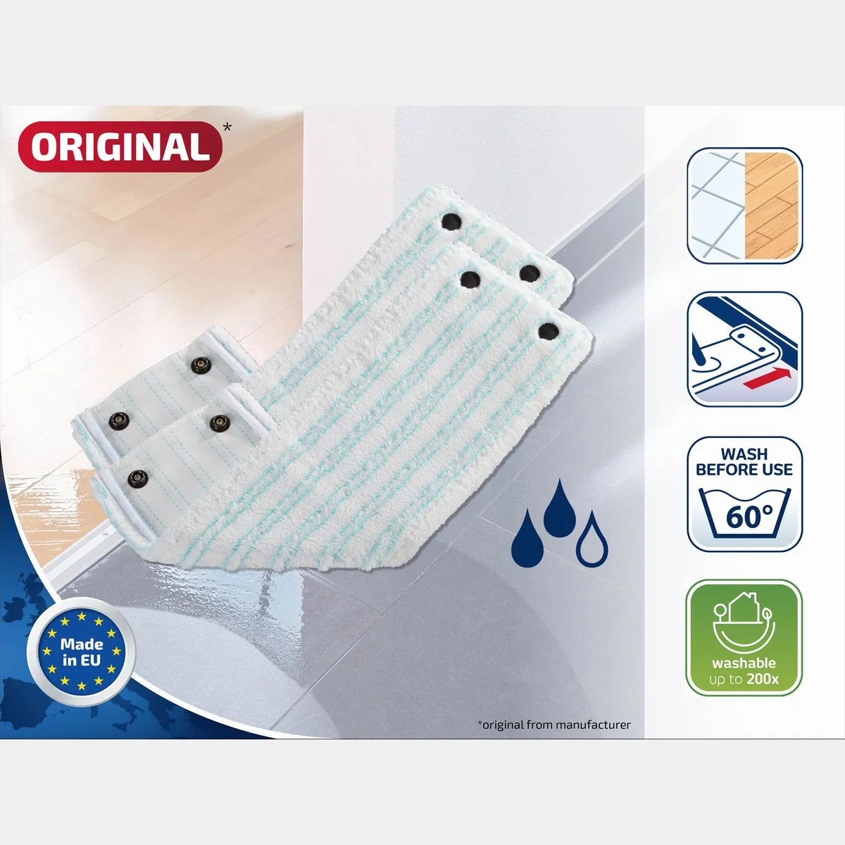 Leifheit Wischbezug CLEAN TWIST M, 2er Set, doppelte Reinigungskraft — für glatte Böden 3
