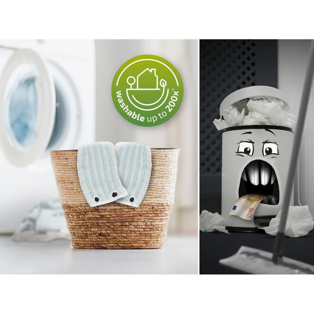 Leifheit Wischbezug CLEAN TWIST M, 2er Set, doppelte Reinigungskraft — für glatte Böden 4