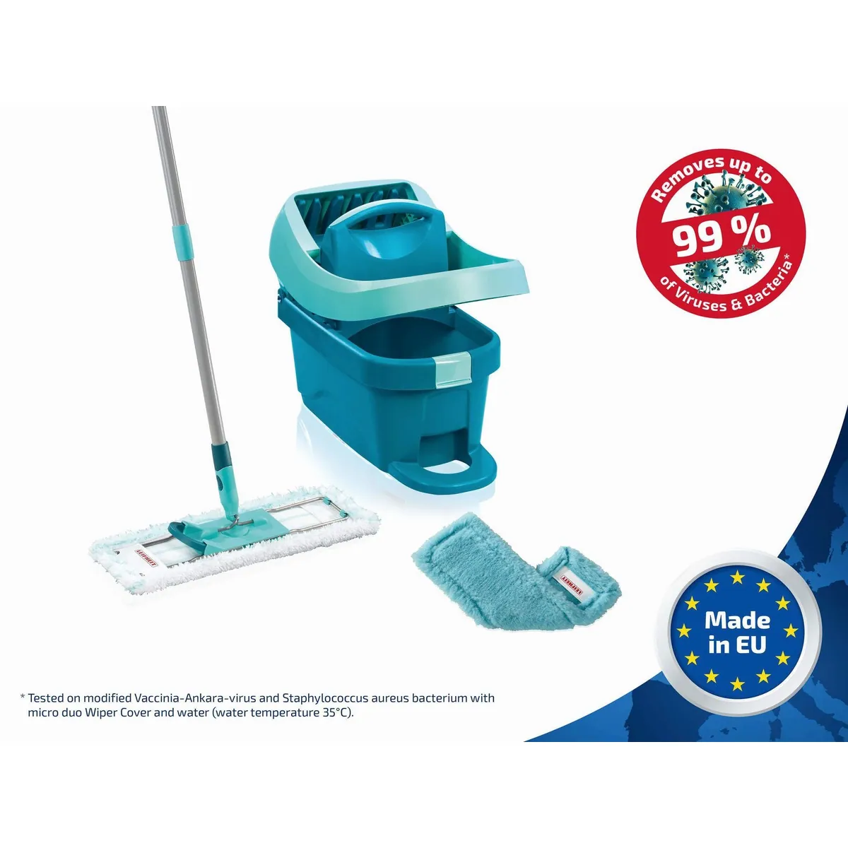 Leifheit Profi XL Mobile Bodenwischer-Set, hohe Reinigungsleistung, einfache Handhabung, waschbare Bezüge 2