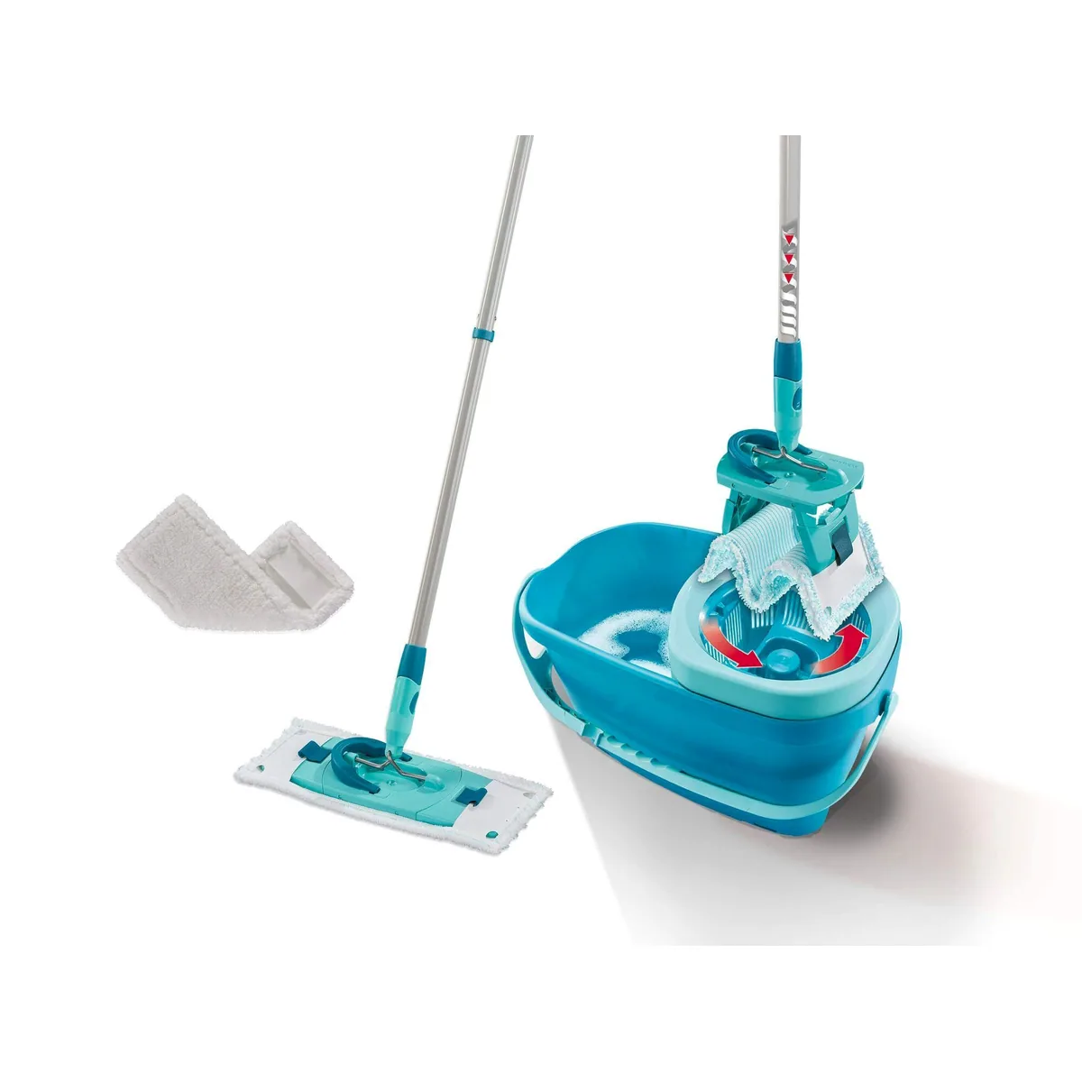 Leifheit CLEAN TWIST M Ergo Set, effiziente Bodenreinigung mit Staubmopp