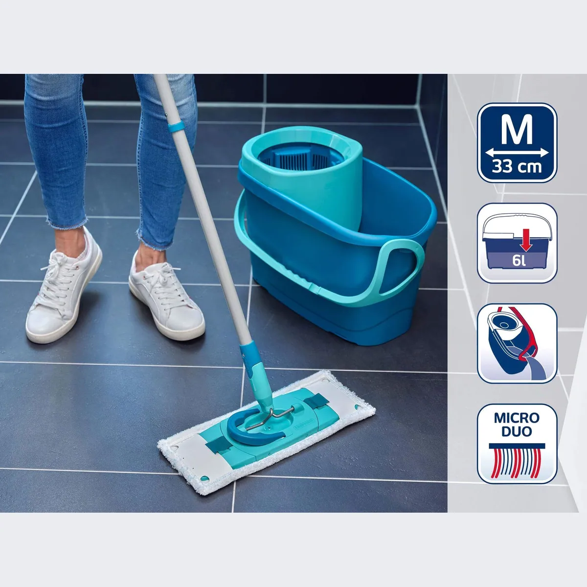 Leifheit CLEAN TWIST M Ergo Set, effiziente Bodenreinigung mit Staubmopp 3