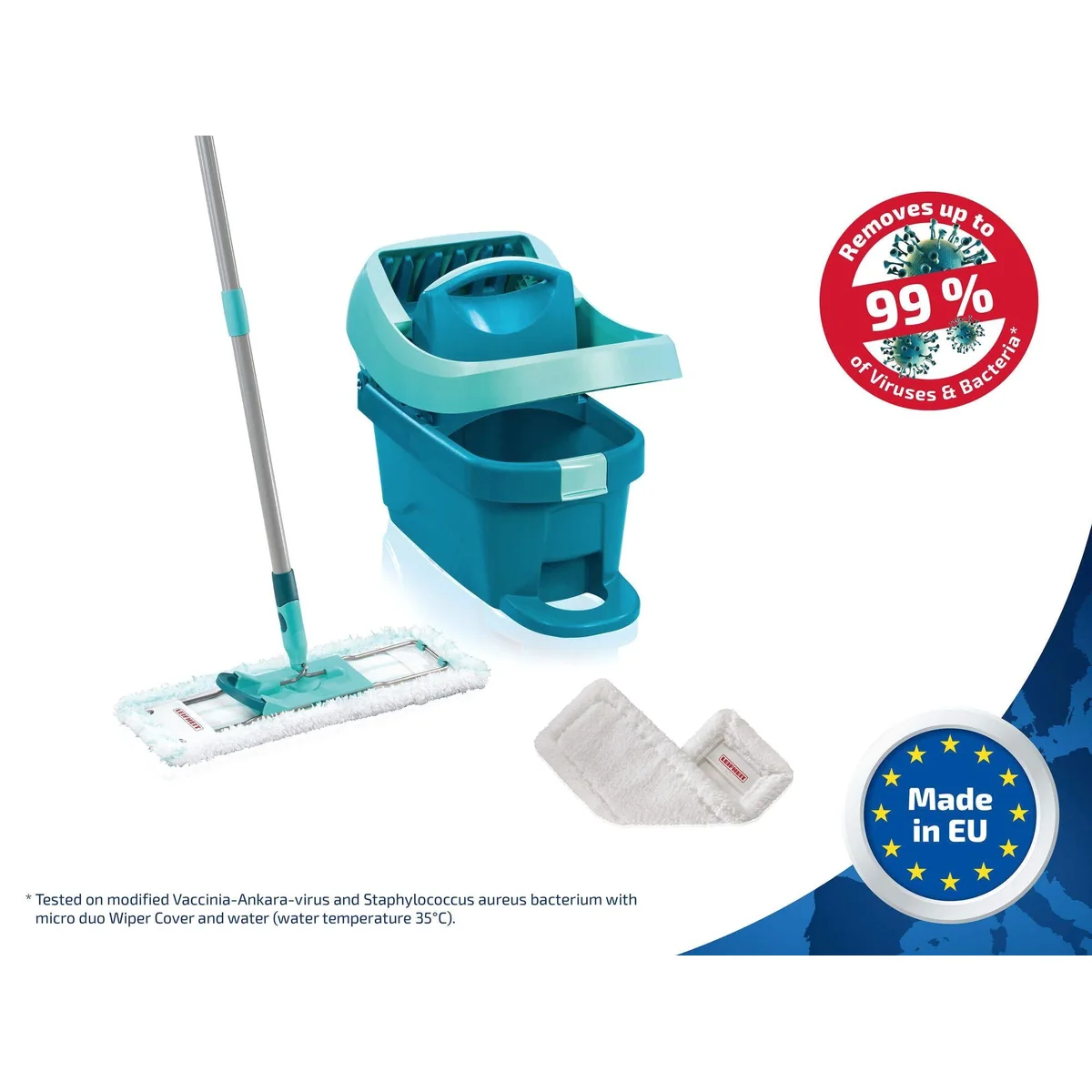 Leifheit Profi XL Bodenwischer-Set, 360° Gelenk, mobile Wischtuchpresse — für alle Hartböden 2