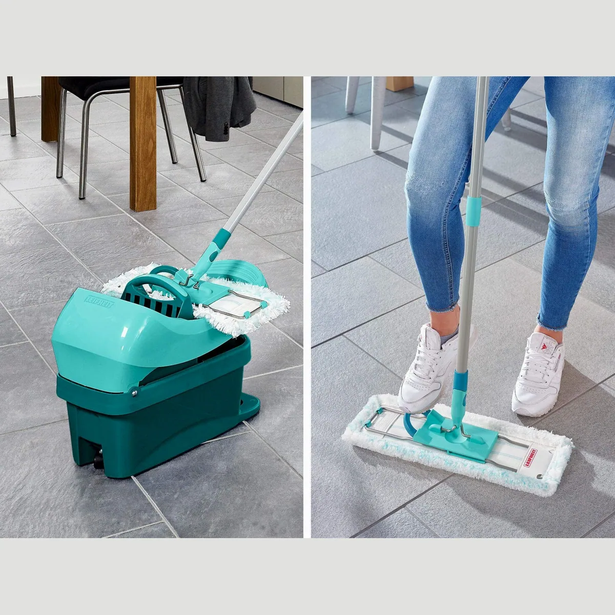 Leifheit Profi XL Bodenwischer-Set, 360° Gelenk, mobile Wischtuchpresse — für alle Hartböden 5