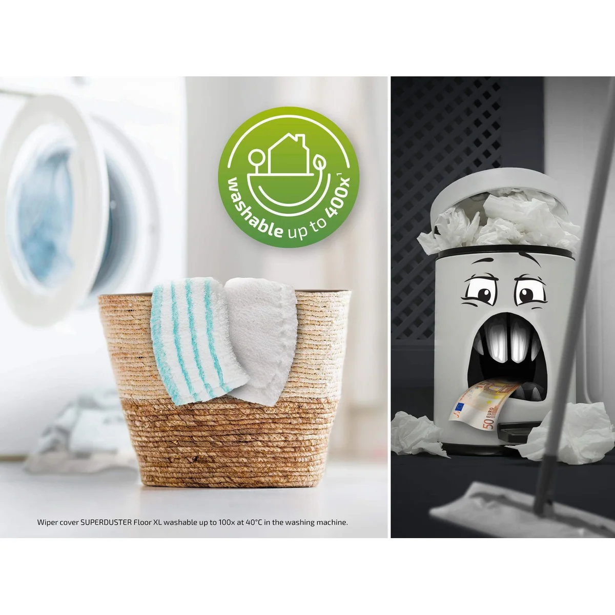 Leifheit Bodenwischer Profi XL micro duo + SUPERDUSTER XL, 2-in-1-System, 42 cm Wischbreite, hygienische Reinigung 4