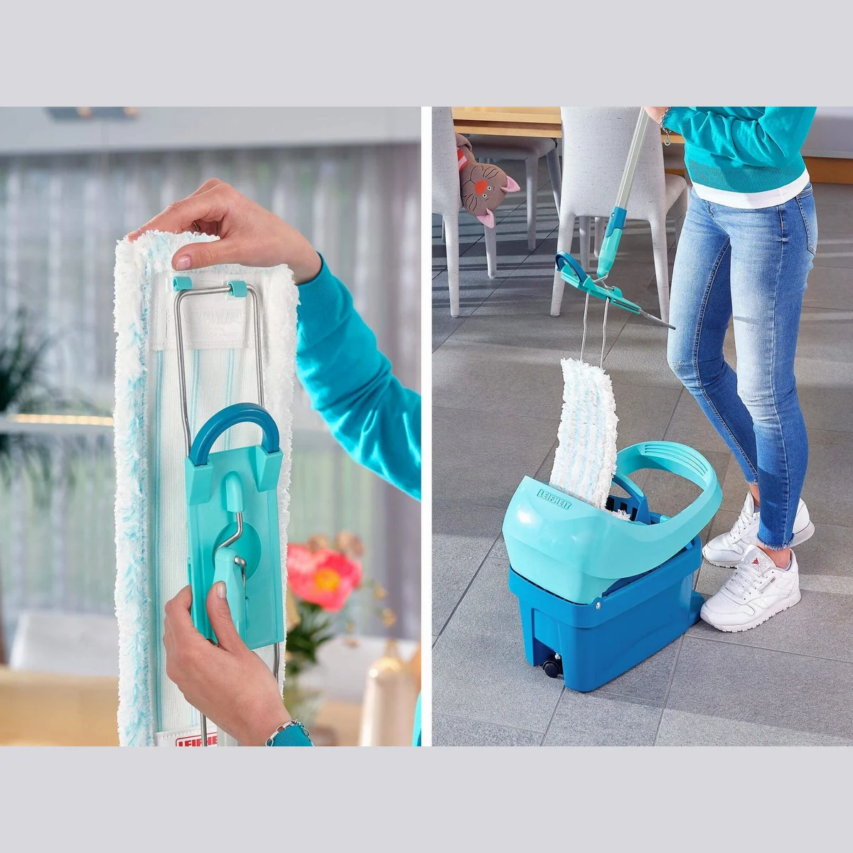 Leifheit Bodenwischer Profi XL micro duo + SUPERDUSTER XL, 2-in-1-System, 42 cm Wischbreite, hygienische Reinigung 5