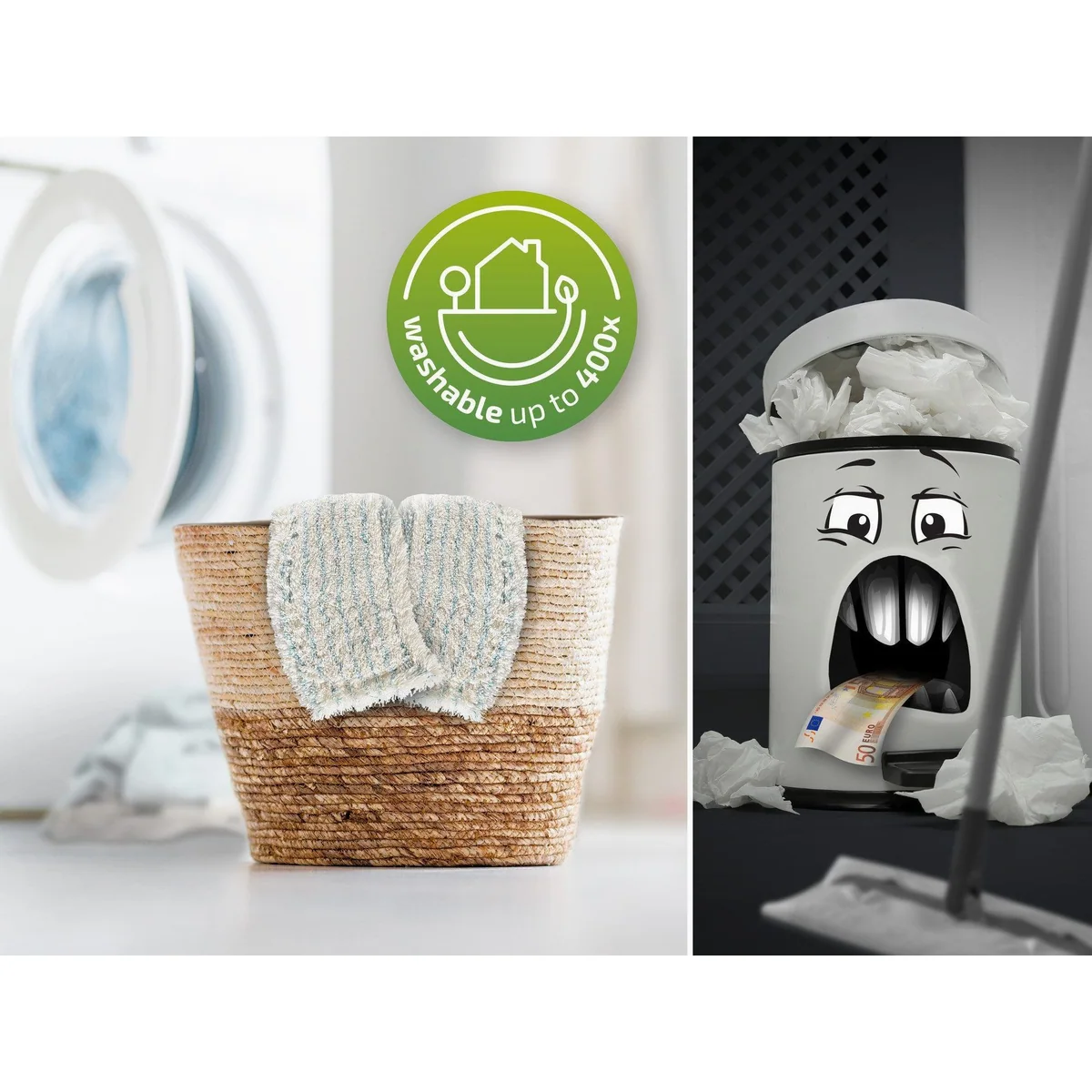 Leifheit Bodenwischer Profi XL cotton plus, 42 cm Wischbreite, waschbar bei 60°C, Click-System 4