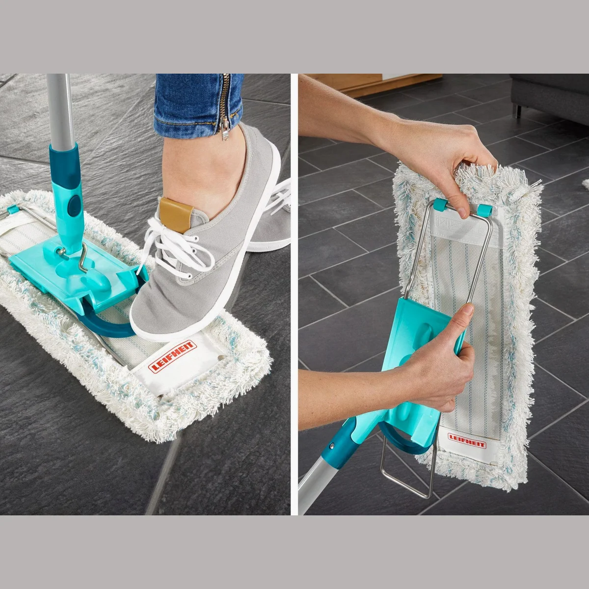 Leifheit Bodenwischer Profi XL cotton plus, 42 cm Wischbreite, waschbar bei 60°C, Click-System 5