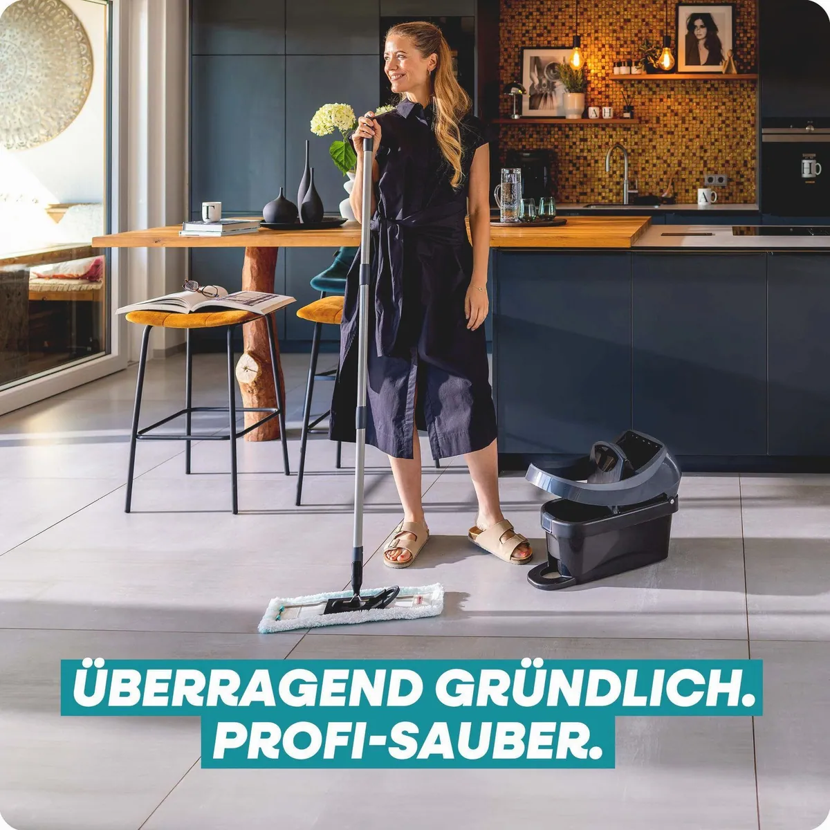 Leifheit Bodenwischer-Set Profi XL Black, 360° Drehgelenk, waschbarer Bezug, 42 cm Wischbreite 4