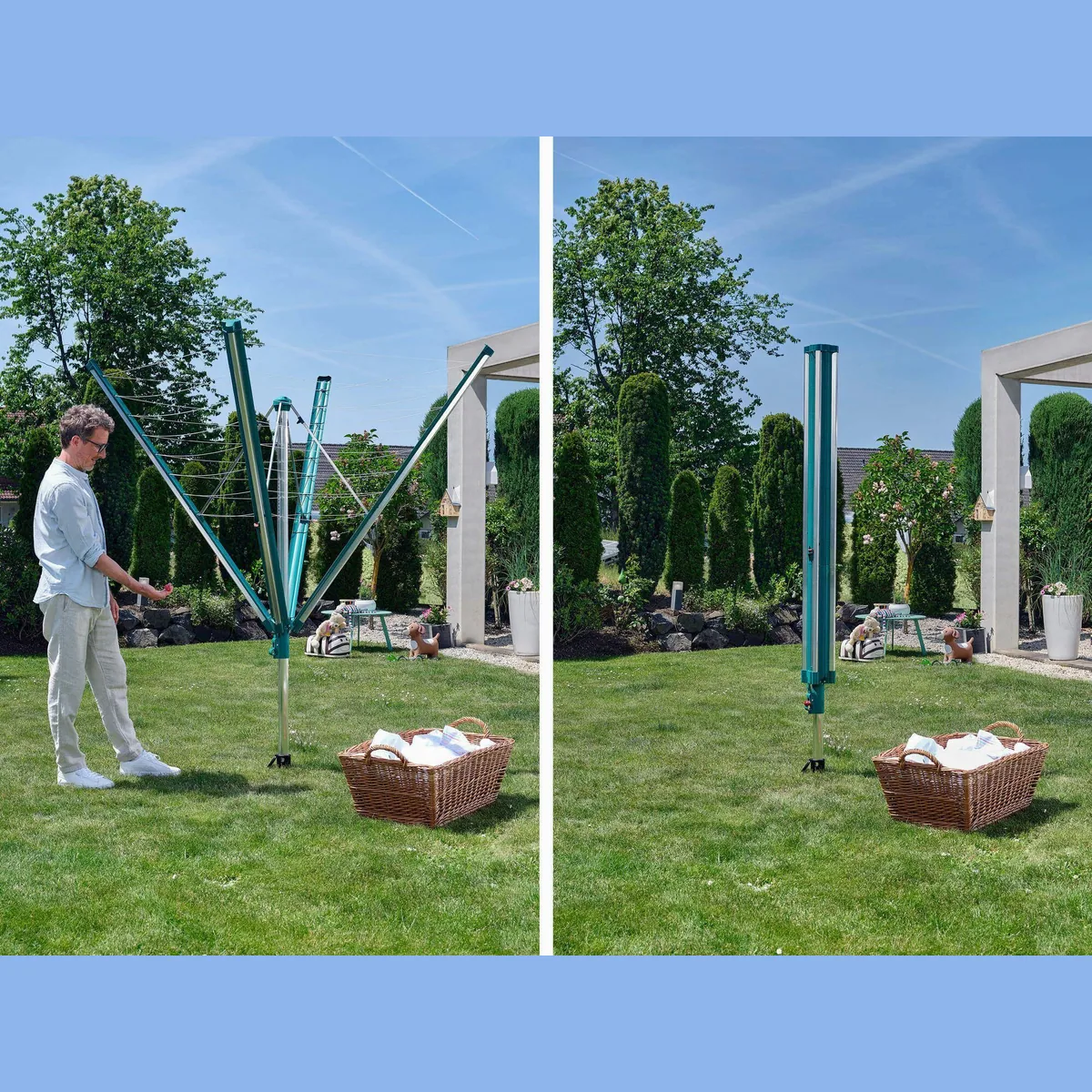 Leifheit Linomatic 500 Deluxe Wäschespinne, 50m Leinenlänge, Easy-Lift-System, witterungsbeständig 4