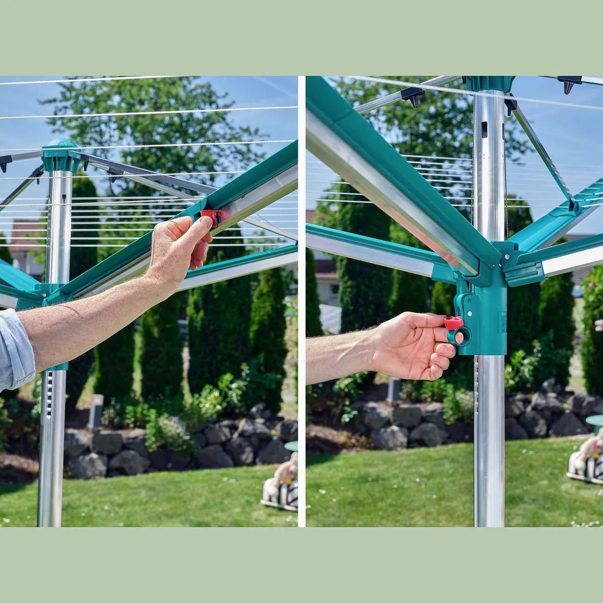 Leifheit Linomatic 500 Deluxe Wäschespinne, 50m Leinenlänge, Easy-Lift-System, witterungsbeständig 5