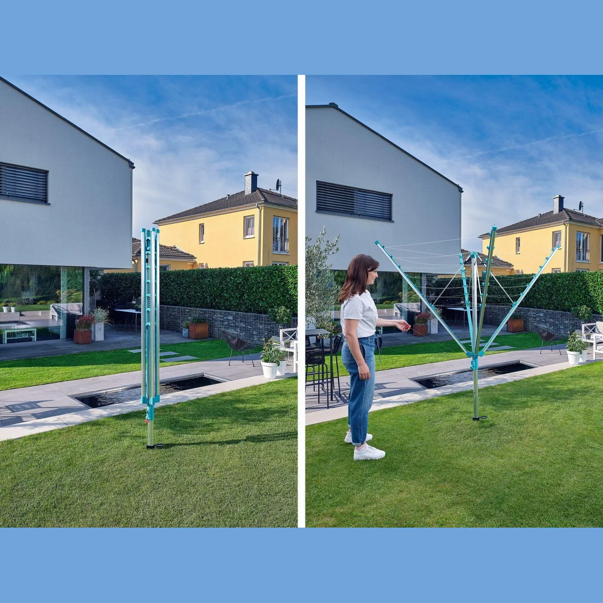 Leifheit Linomatic 400 Easy Wäschespinne, 40m Leinenlänge, Easy-Lift-System, schmutzgeschützte Leinen 4