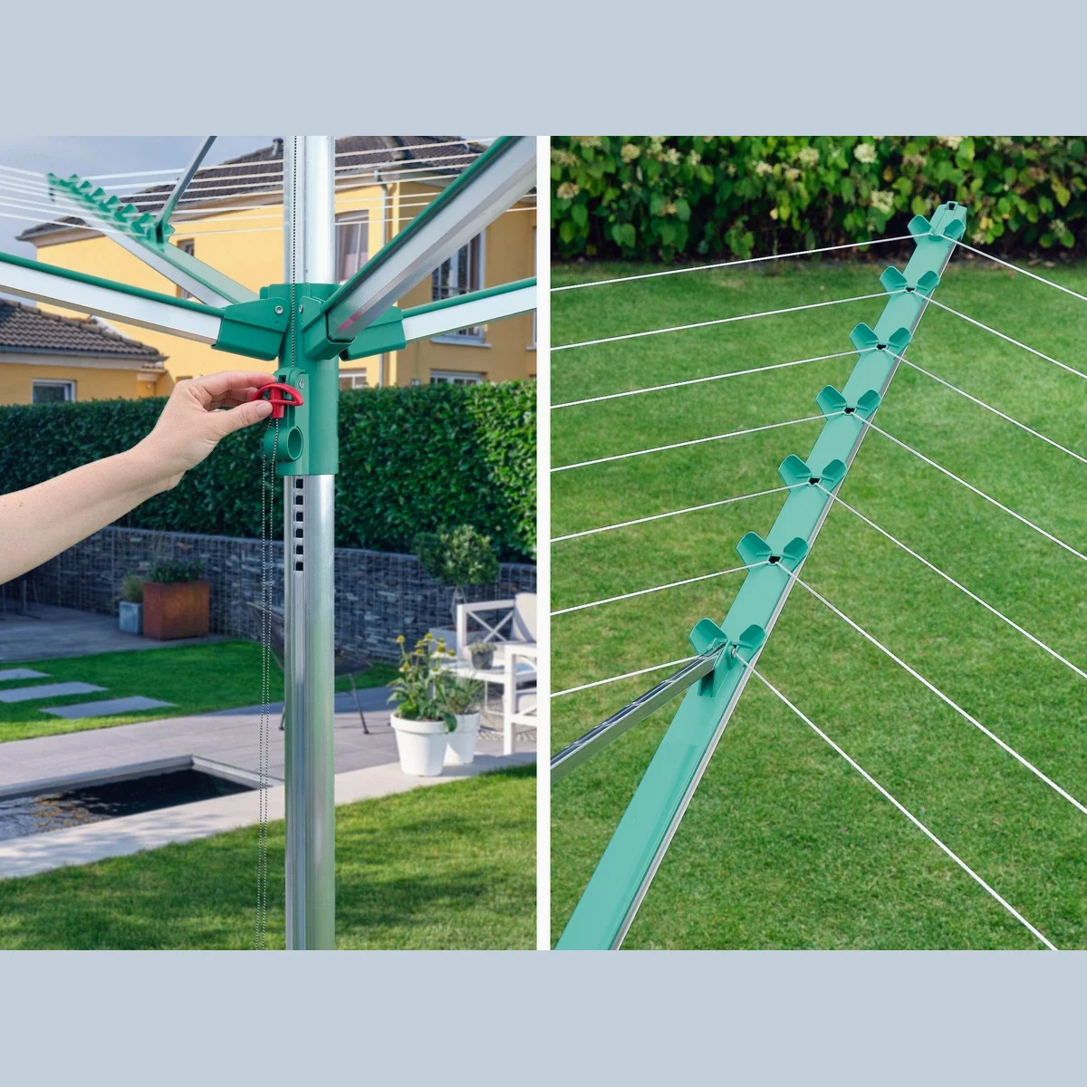 Leifheit Linomatic 400 Easy Wäschespinne, 40m Leinenlänge, Easy-Lift-System, schmutzgeschützte Leinen 5
