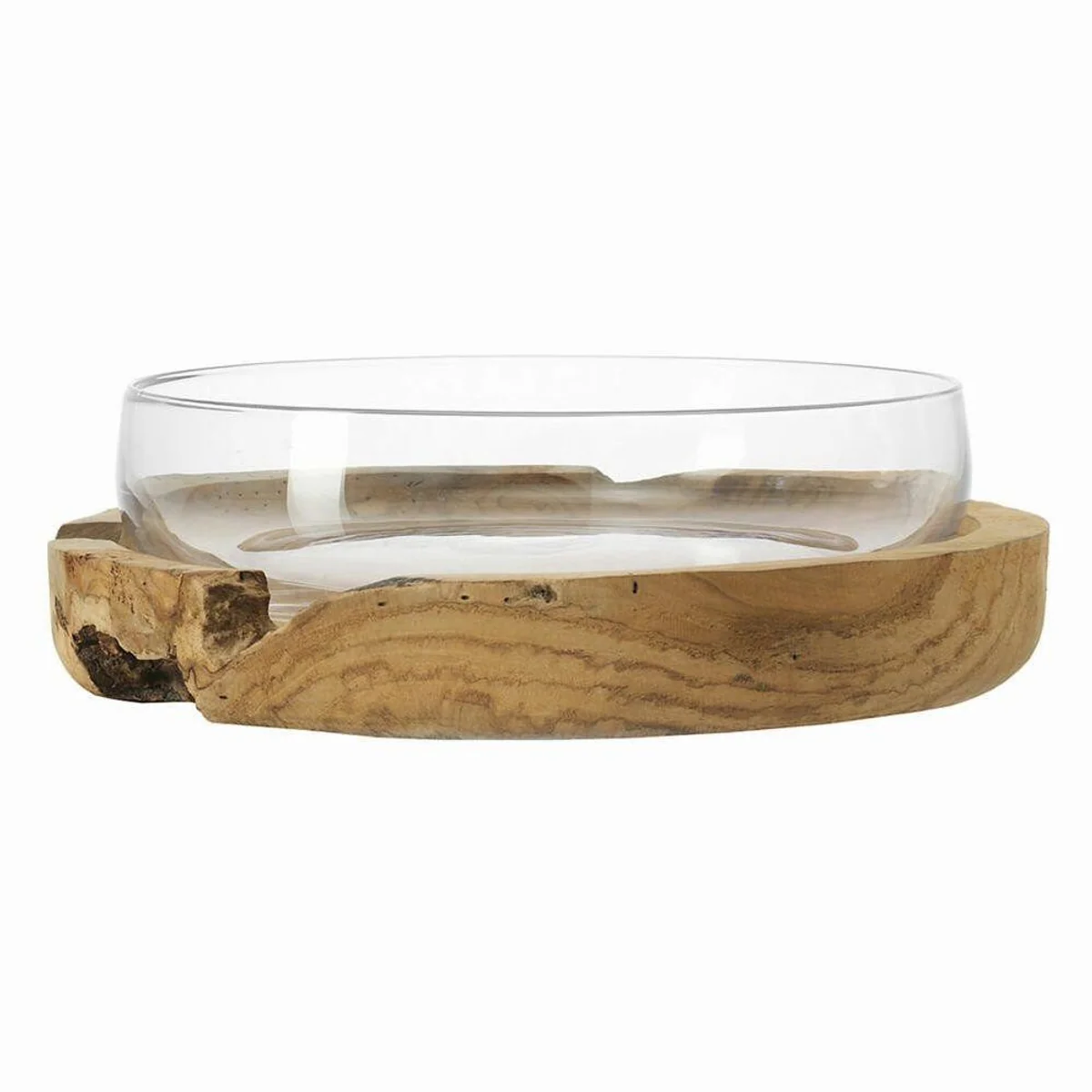 Leonardo Schale Terra, Glas und Teaksockel, individuell dekorierbar