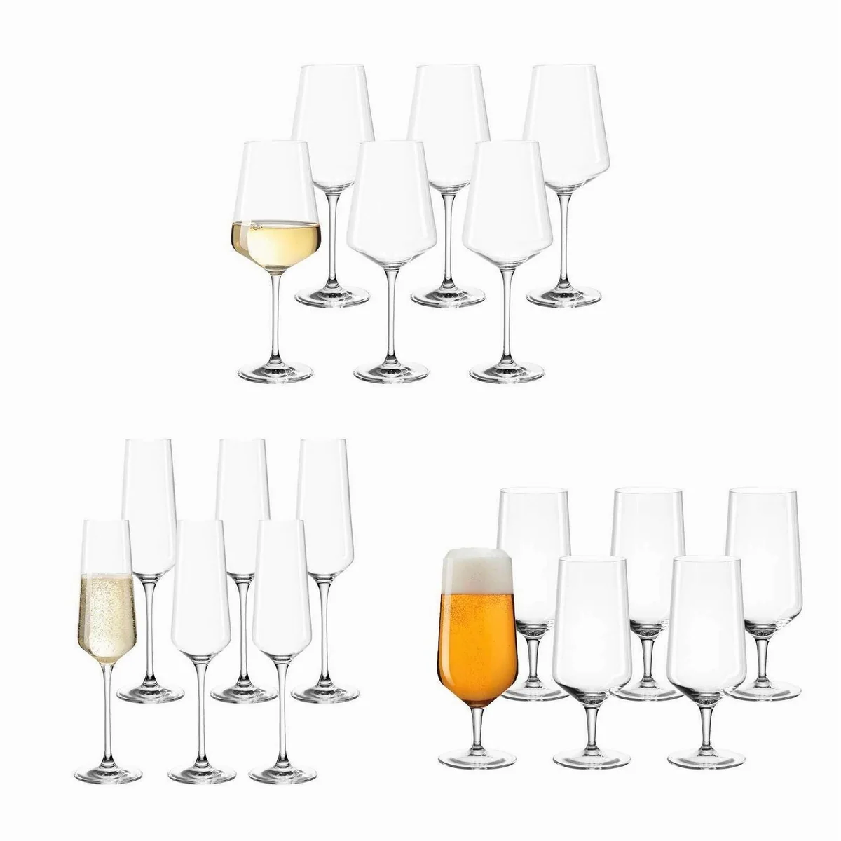 Leonardo Puccini Gläser-Set, 18-teilig, für Bier, Wein und Sekt