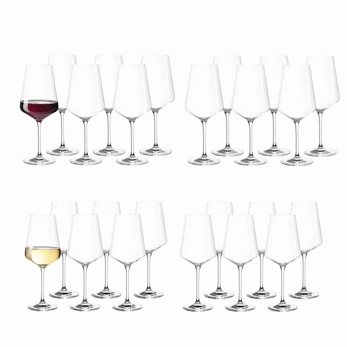 Leonardo Puccini Gläser-Set, 12 Rotwein- & 12 Weißweingläser — elegant, langlebig, spülmaschinengeeignet