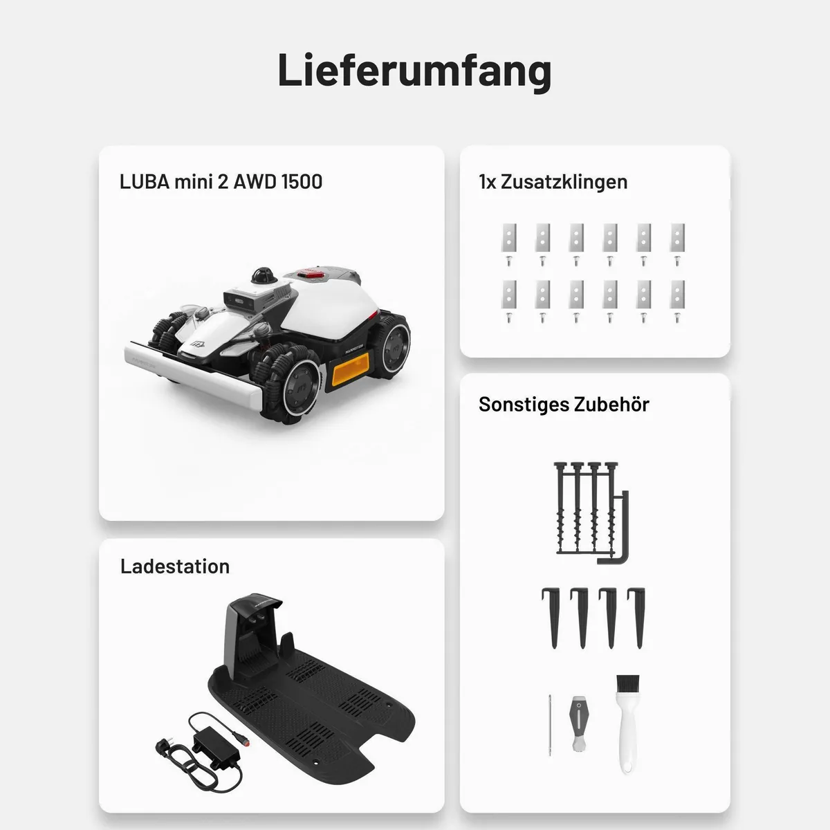 Mammotion LUBA Mini 2 AWD, 1500 m² Rasenfläche, 360° LiDAR, Randmähen, DropMow 3