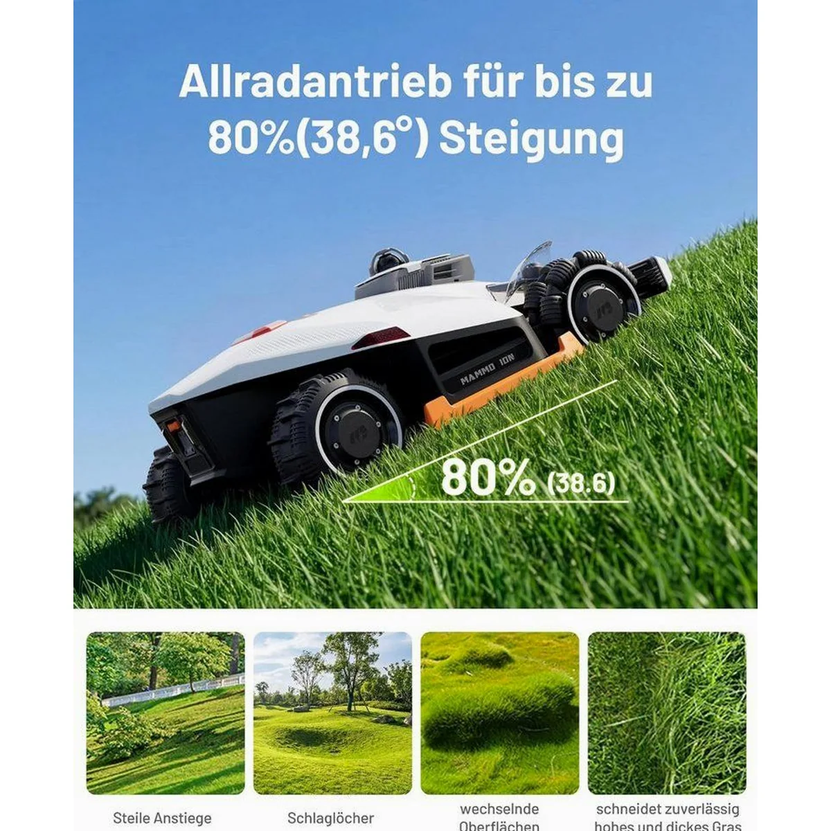 Mammotion LUBA 3 AWD Mähroboter, bis 5000 m², Allradantrieb, 360° LiDAR, KI Vision 2