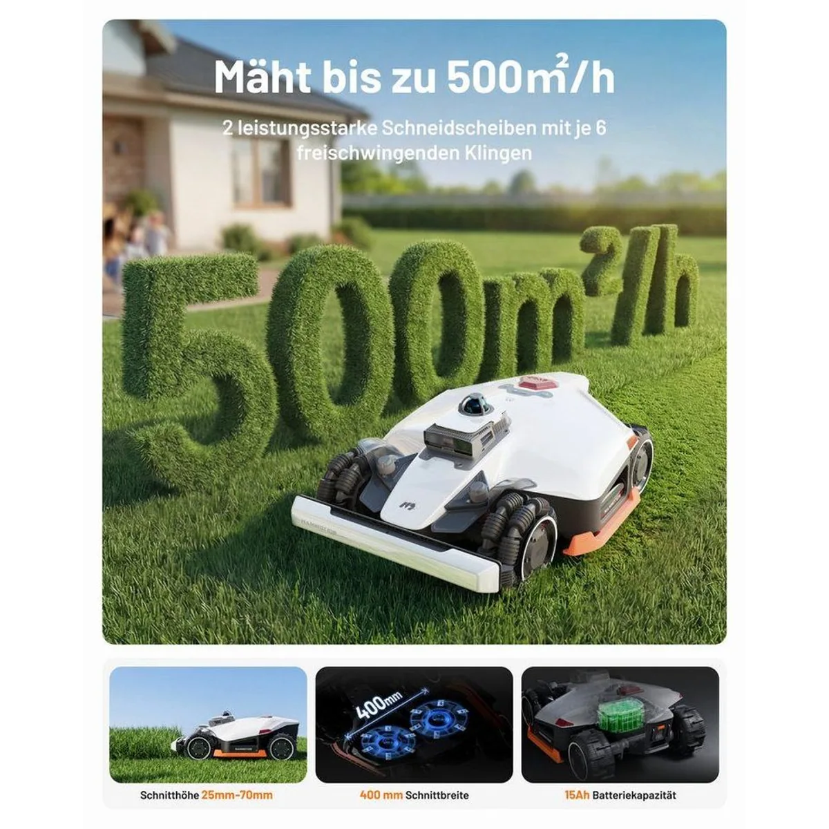 Mammotion LUBA 3 AWD Mähroboter, bis 5000 m², Allradantrieb, 360° LiDAR, KI Vision 5