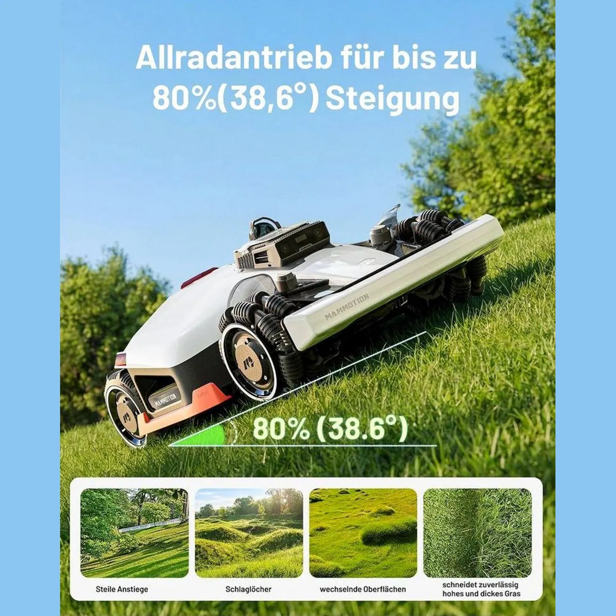 Mammotion LUBA 3 AWD Mähroboter, 1500 m², Allradantrieb, 360° LiDAR, Auto-Kartierung 2