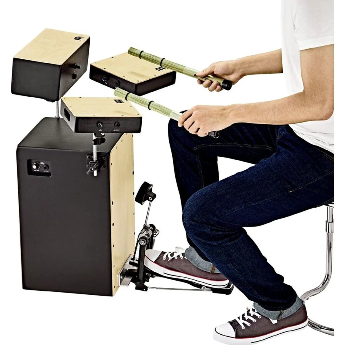 Meinl Cocktail Cajon Kit, vielseitiger Sound, inkl. Fußpedal und Brushes 2