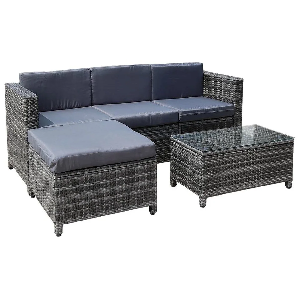 Melko Loungeset, flexibles Gartenmöbel-Set mit Sofa und Tisch — wetterfest, leicht zu reinigen, hohe Stabilität 2
