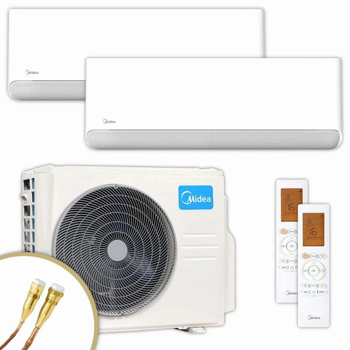 Midea Multisplit-Klimaanlage, zwei Wandgeräte, effiziente Wärmepumpenfunktion