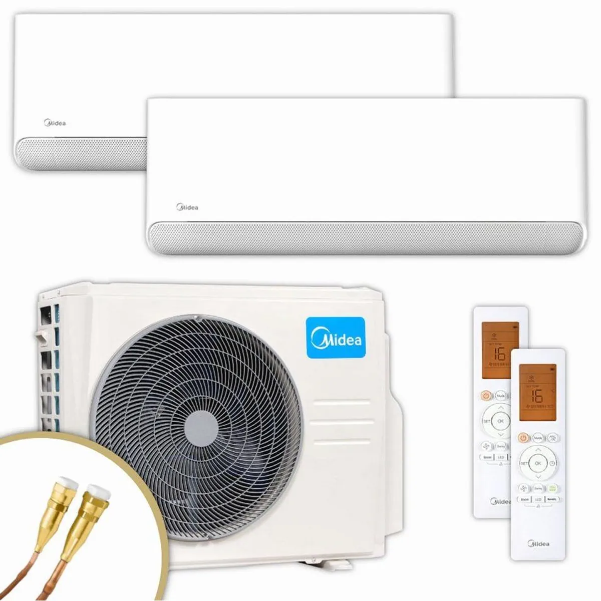 Midea MSCB1BU-09HRFN8-ME Multisplit-Klimaanlage, 2 Wandgeräte + Außengerät, leise & effizient
