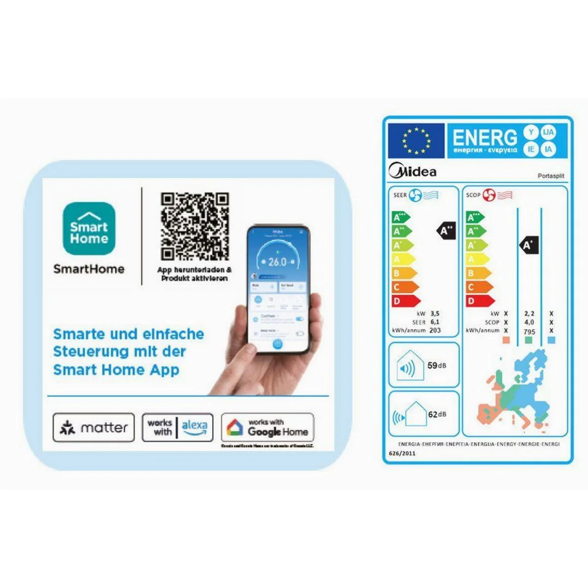 Midea PortaSplit-E 4-in-1-Klimagerät, Kühlen, Heizen, Entfeuchten, Ventilation 2