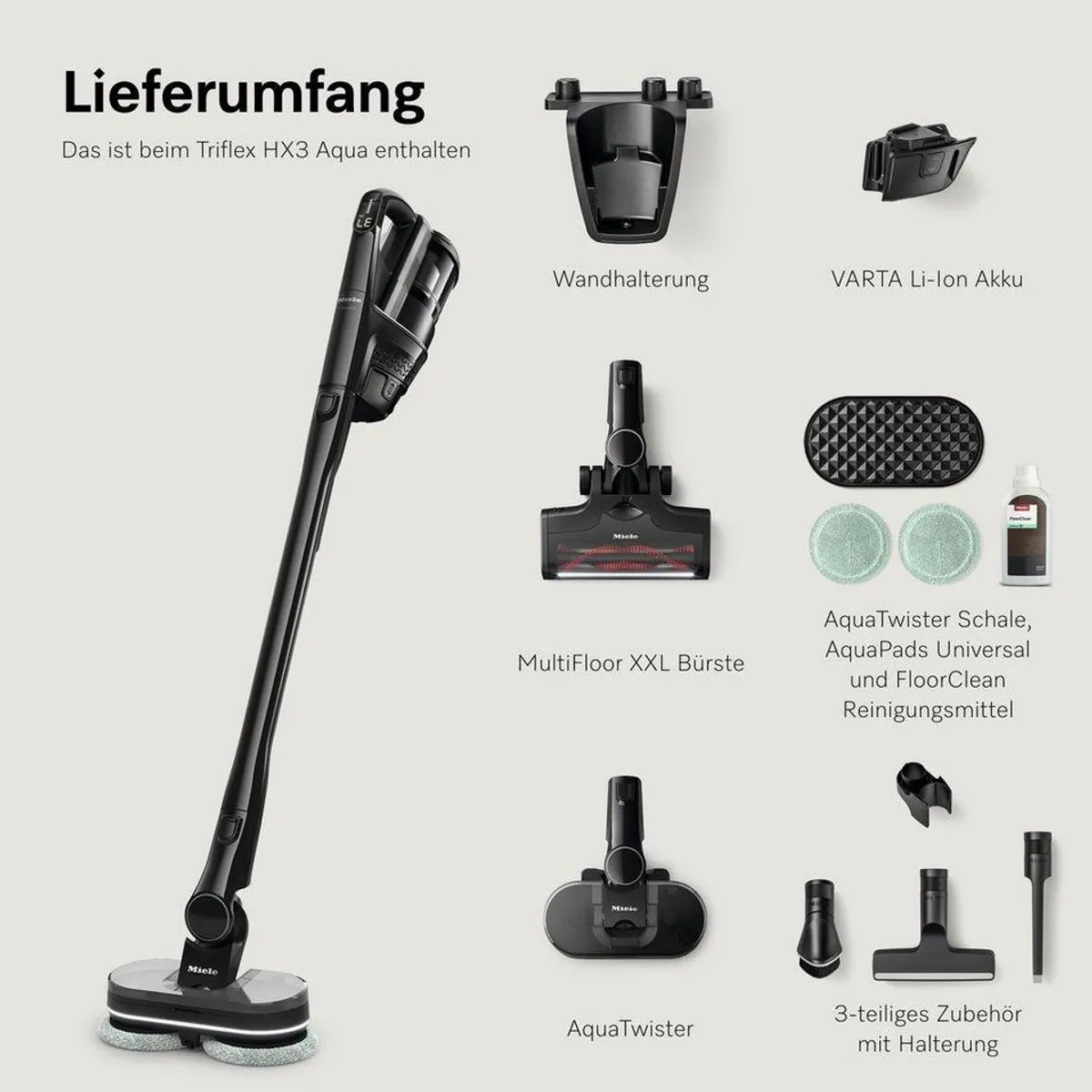 Miele Akku-Stielstaubsauger Triflex HX3 Aqua, kabellos, vielseitig einsetzbar