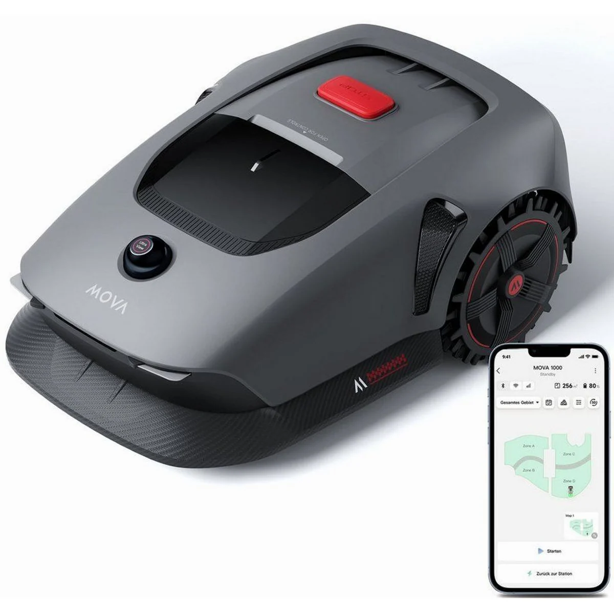Mova Mähroboter 1000, für Rasenflächen bis 1000 m², Offroad-Reifen, App-gesteuert