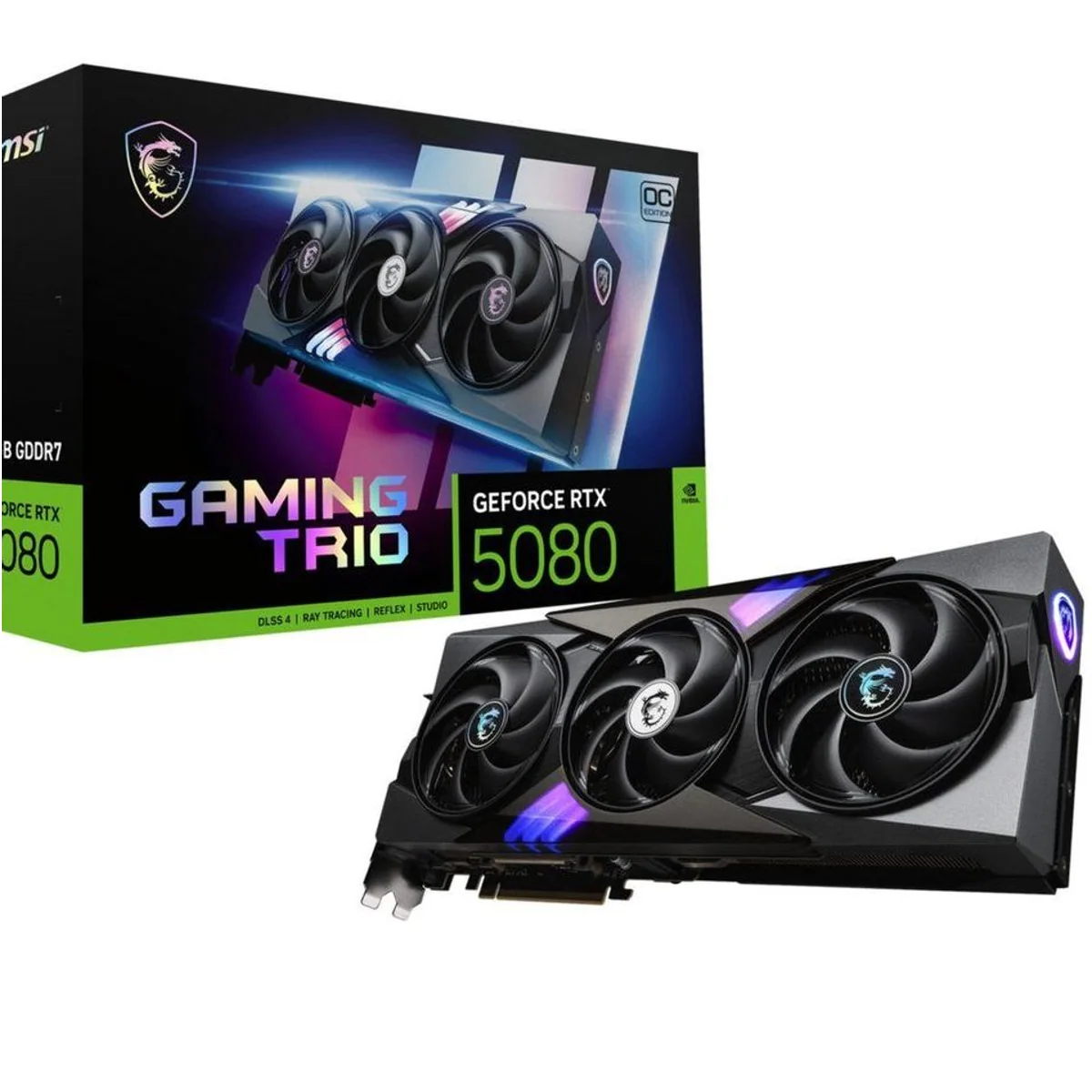 MSI GeForce RTX 5080 16G Gaming Trio OC, hohe Leistung, optimierte Kühlung, RGB-Beleuchtung