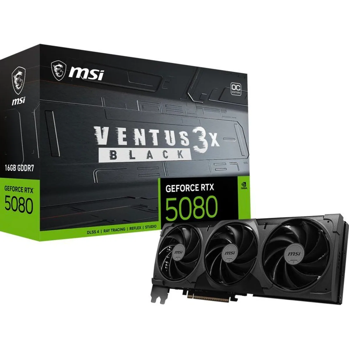 MSI GeForce RTX 5080 VENTUS 3X OC BLACK, hohe Leistung, 16 GB GDDR7, DLSS 5