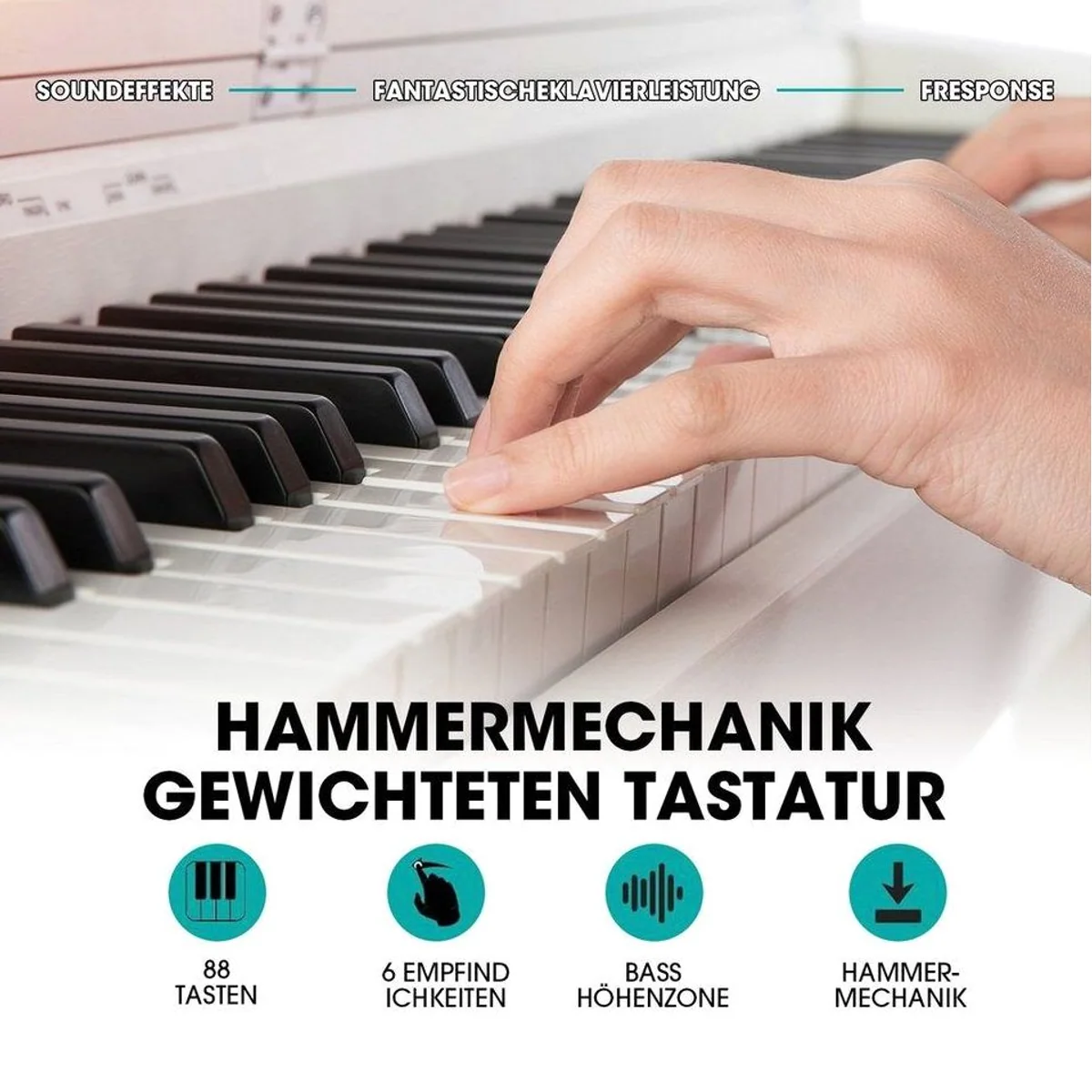 MUSTAR Digitalpiano E-Piano, 88 Tasten, Hammermechanik, USB/MIDI-Anschluss 3