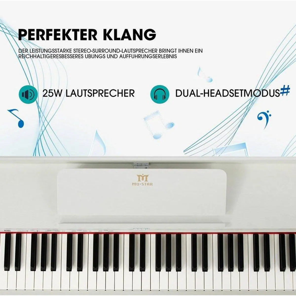MUSTAR Digitalpiano E-Piano, 88 Tasten, Hammermechanik, USB/MIDI-Anschluss 4