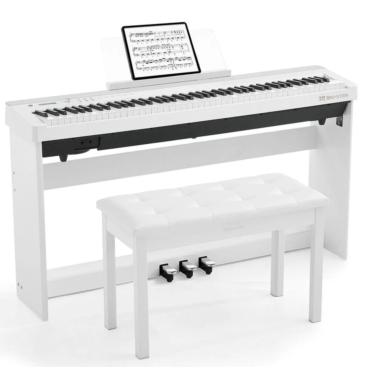 MUSTAR Digitalpiano 88-Tasten, Hammermechanik, 3 Pedale — vielseitig, transportabel, intuitiv