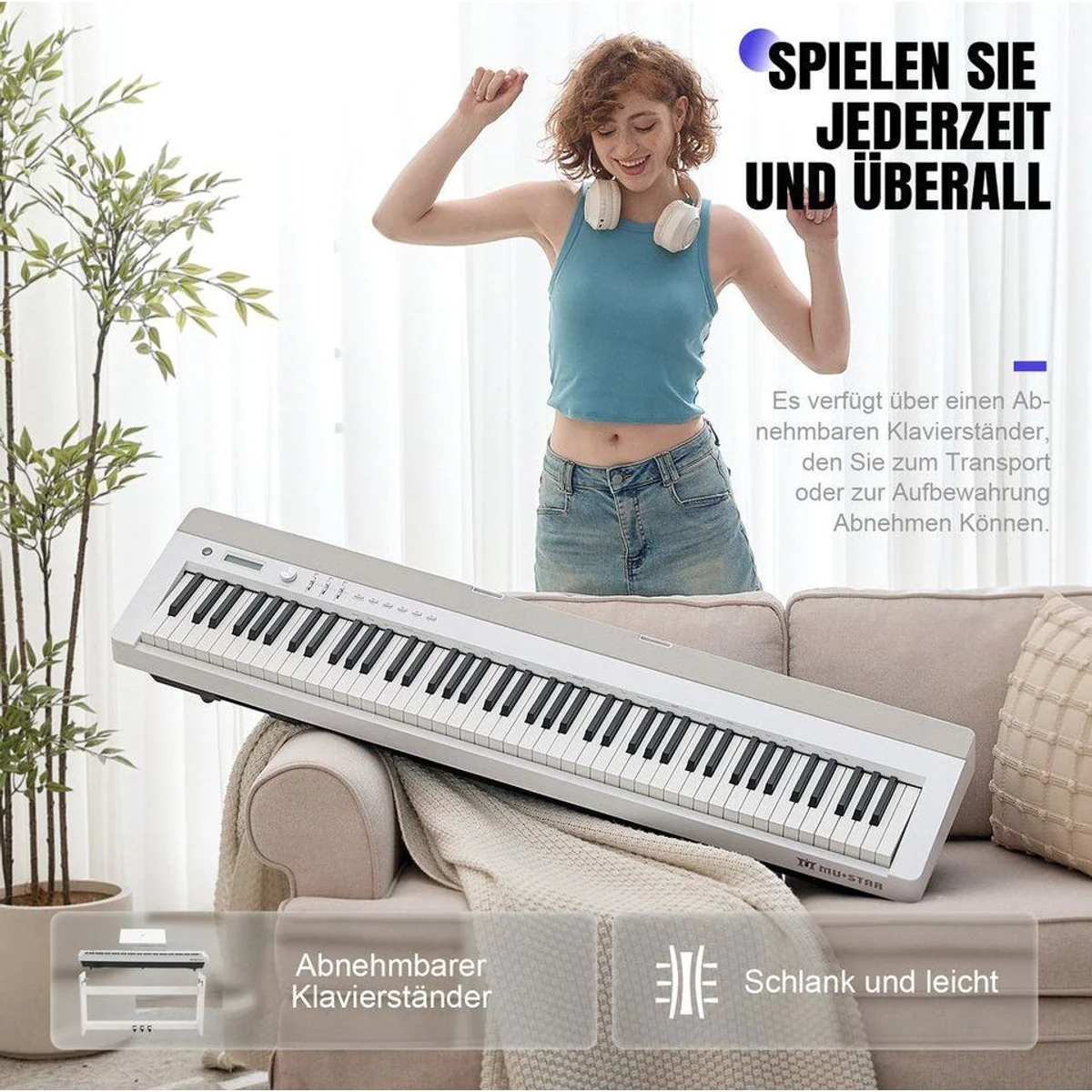 MUSTAR Digitalpiano 88-Tasten, Hammermechanik, 3 Pedale — vielseitig, transportabel, intuitiv 5