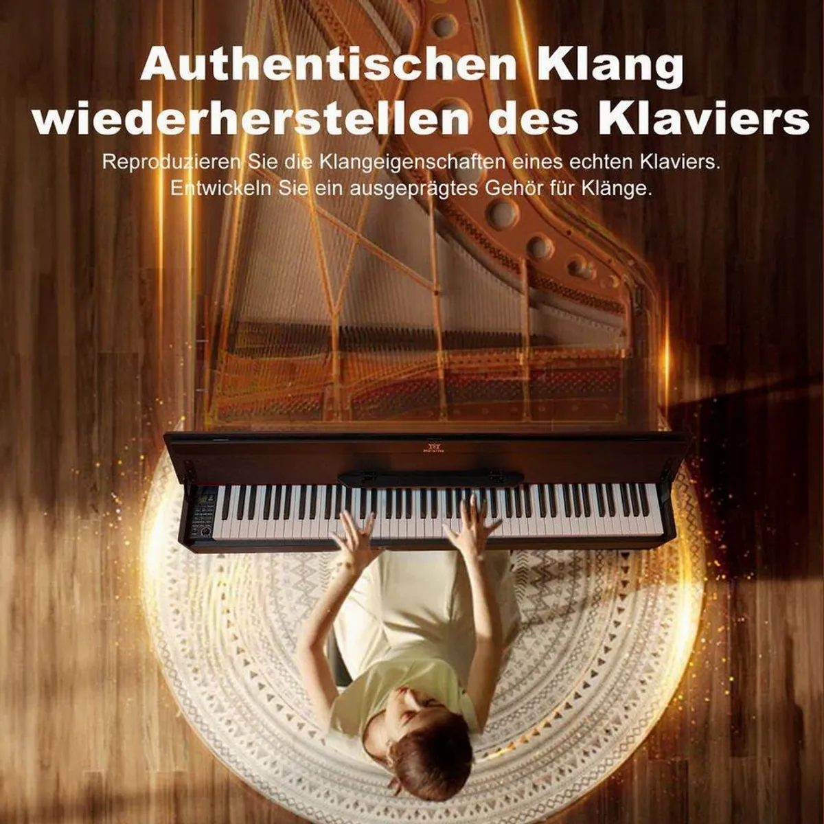 MUSTAR Digitalpiano, 88 Tasten, Bluetooth & 3 Pedale — Halbgewichtete Tasten, Stereolautsprecher, Aufzeichnung 4