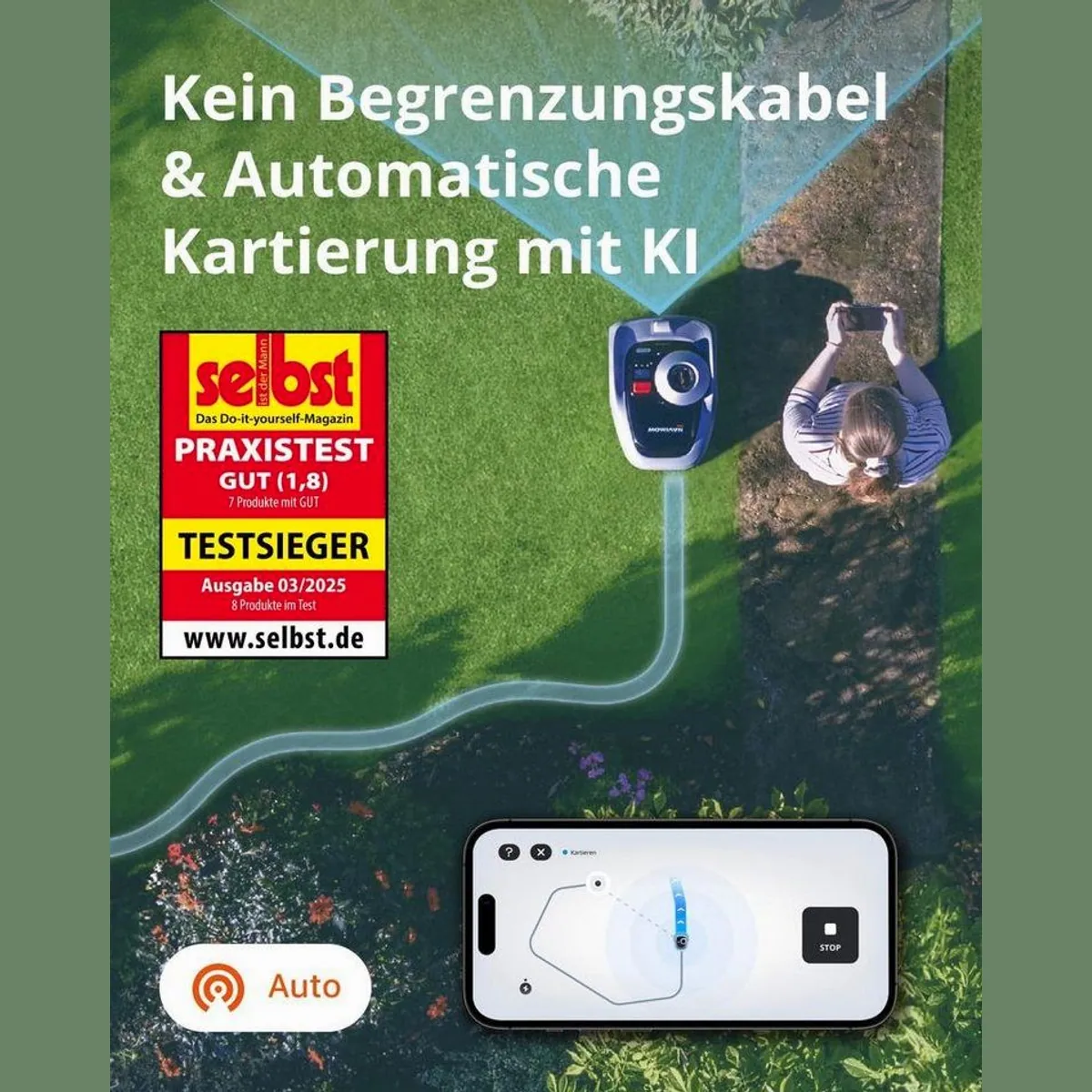 NAVIMOW i105E Rasenmähroboter, kabelose Kartierung, präzise Mähtechnik 5
